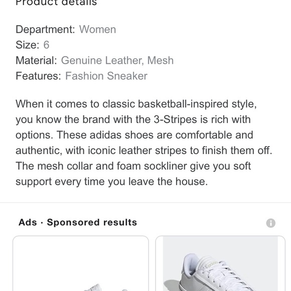 Adidas Neo Adidas Womens Hoops 2.0 Cloud White/Grey Badsketball Shoe Low - Picture 10 of 16